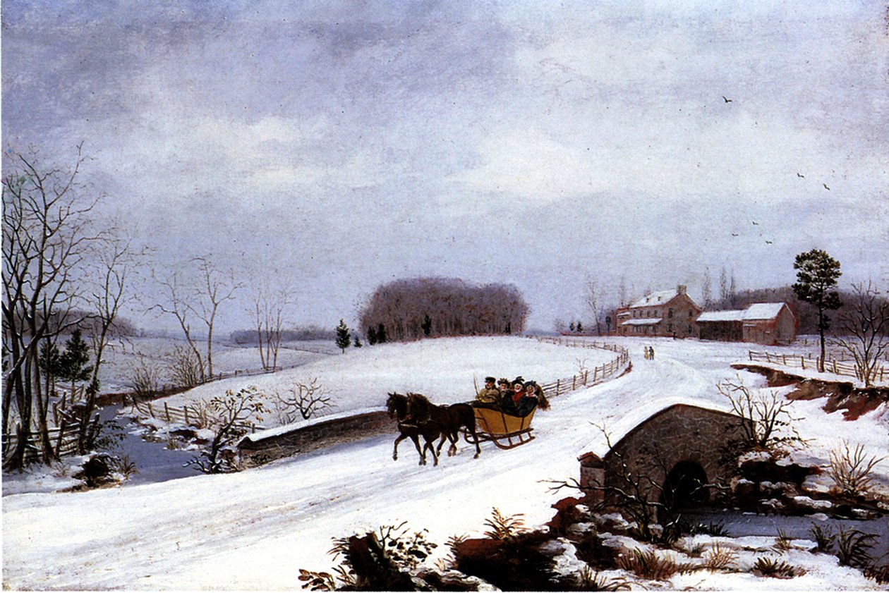 Slede in de winter, 1832 door Thomas Birch