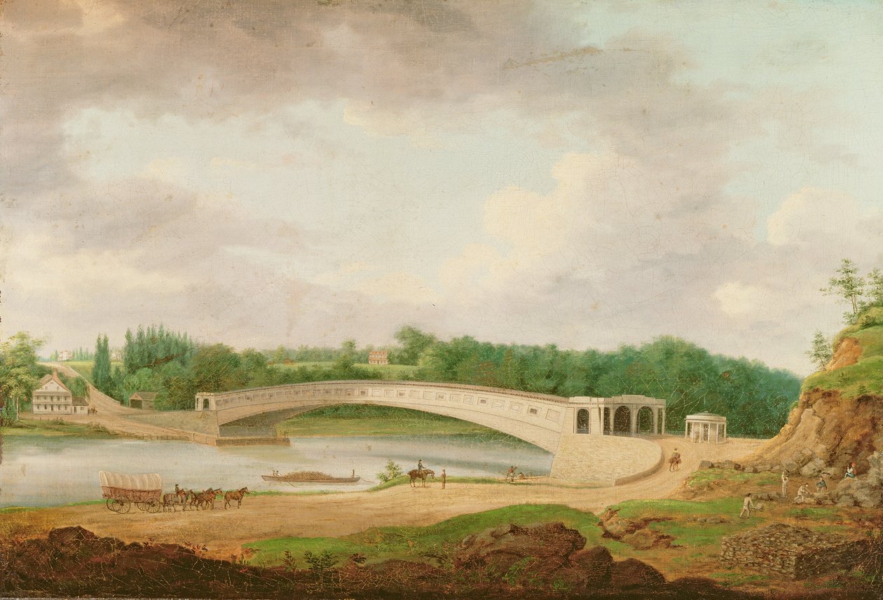 Upper Ferry Bridge bij Fairmount door Thomas Birch