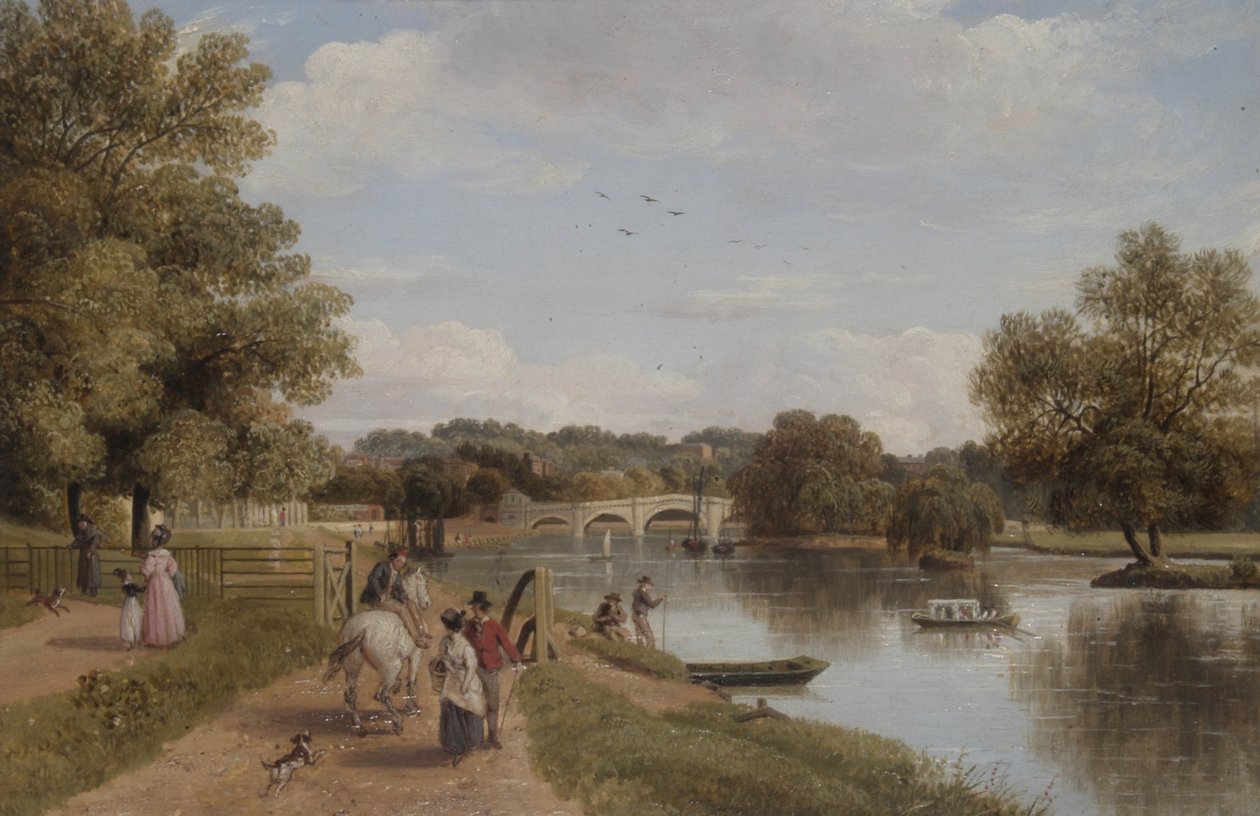 Richmond Bridge vanaf het Trekpad, Surrey door Thomas Christopher Hofland