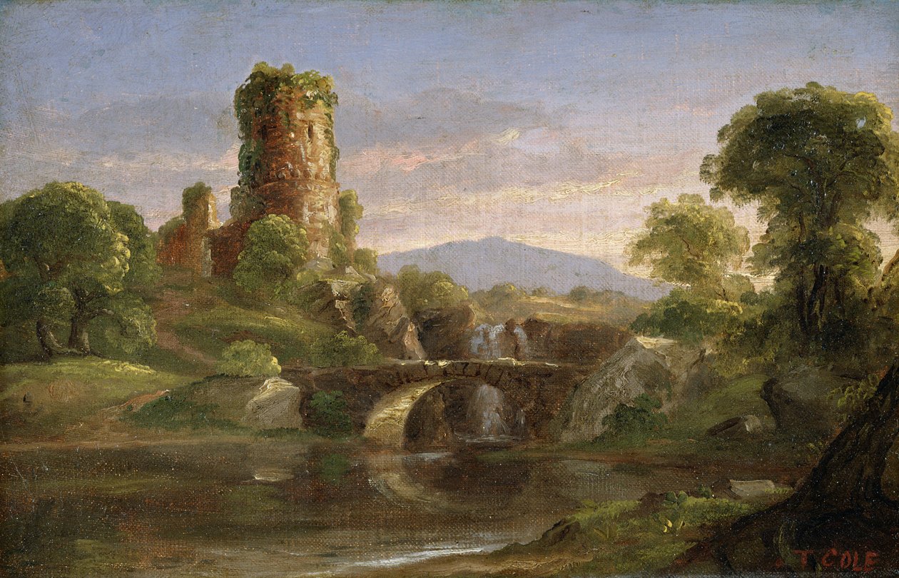 Kasteel en Rivier door Thomas Cole