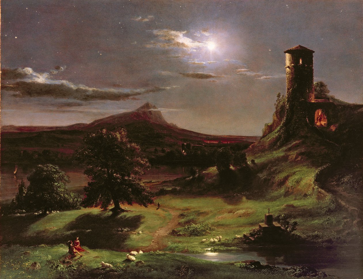 Landschap (maanlicht), c.1833-34 door Thomas Cole