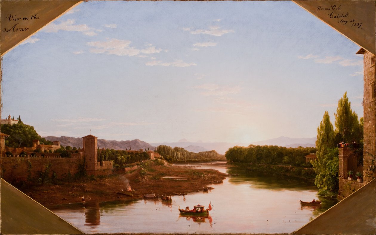 Uitzicht op de Arno, nabij Florence, 1837 door Thomas Cole