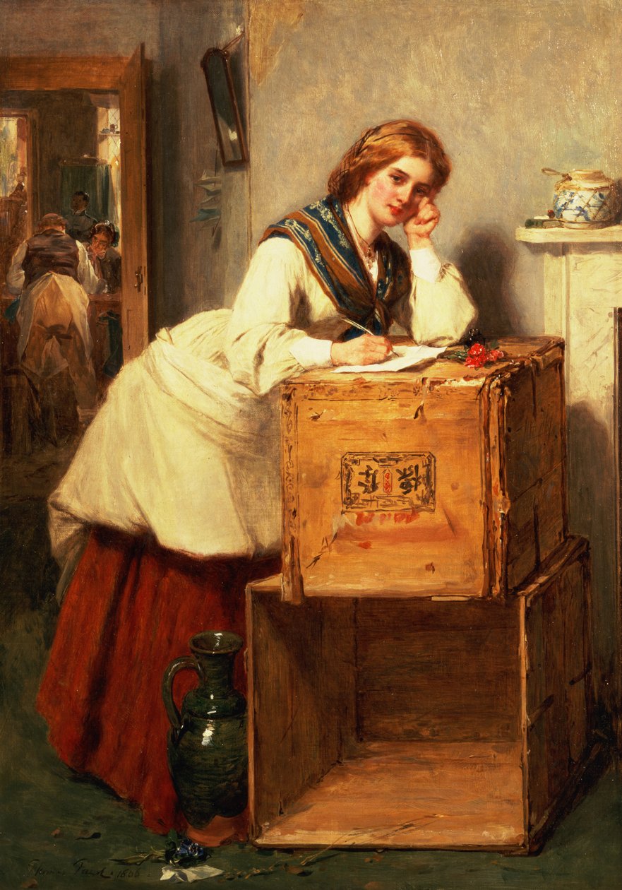Dame die een Brief Schrijft door Thomas Faed
