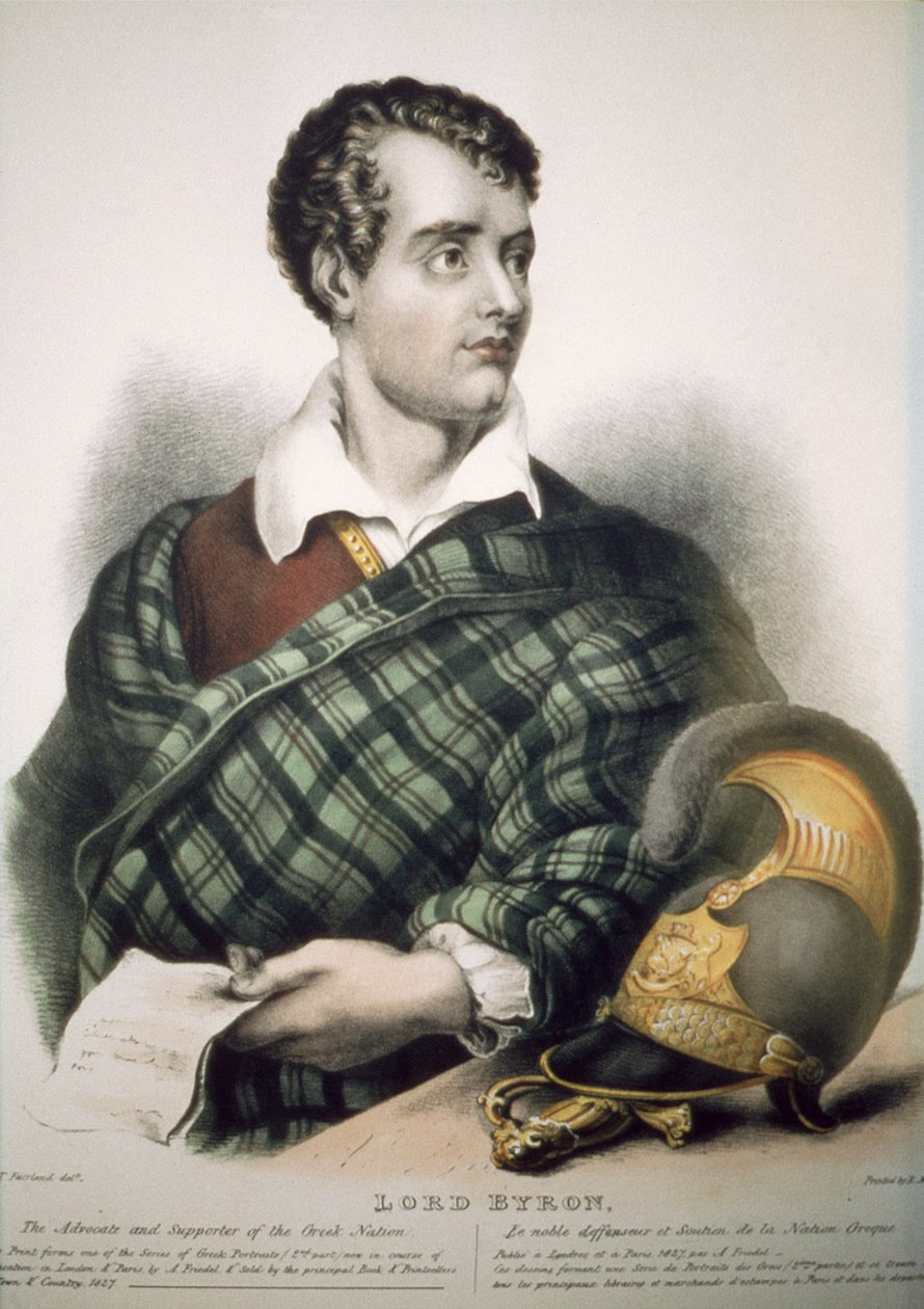 Lord Byron (1788-1824) 1827 door Thomas Fairland