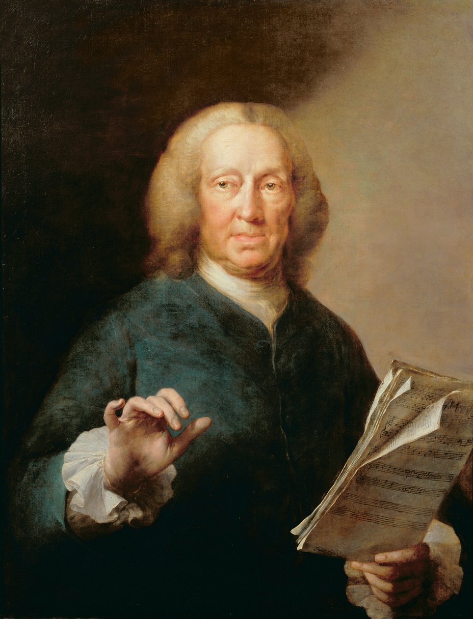 Portret van Richard Leveridge, baszanger door Thomas Frye