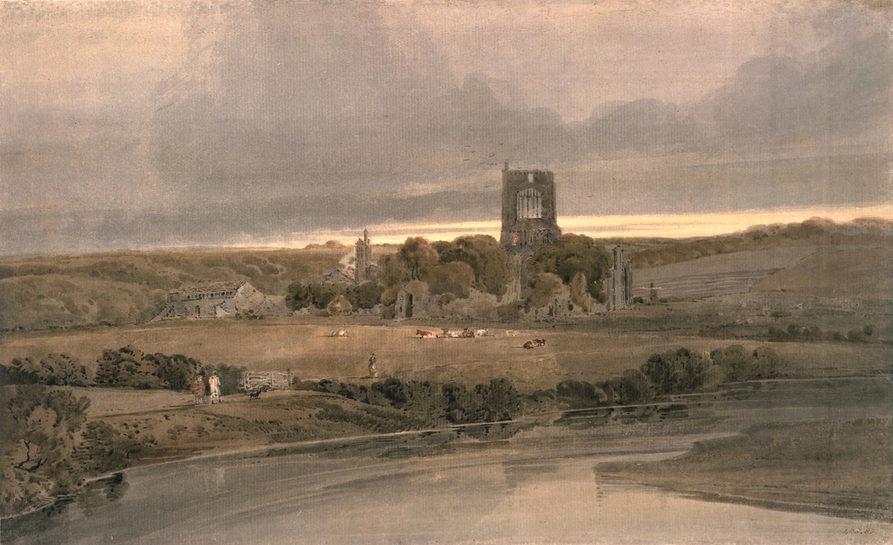 Kirkstall Abbey, Yorkshire - Avond door Thomas Girtin