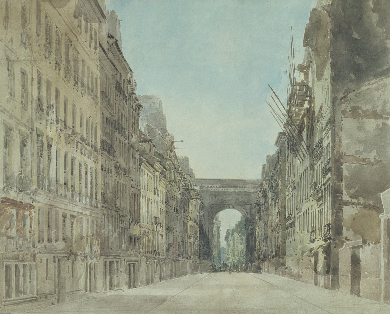 Rue en Porte St Denis, Parijs door Thomas Girtin