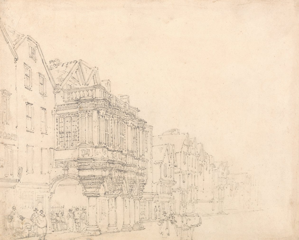 Het Gildehuis, Exeter door Thomas Girtin