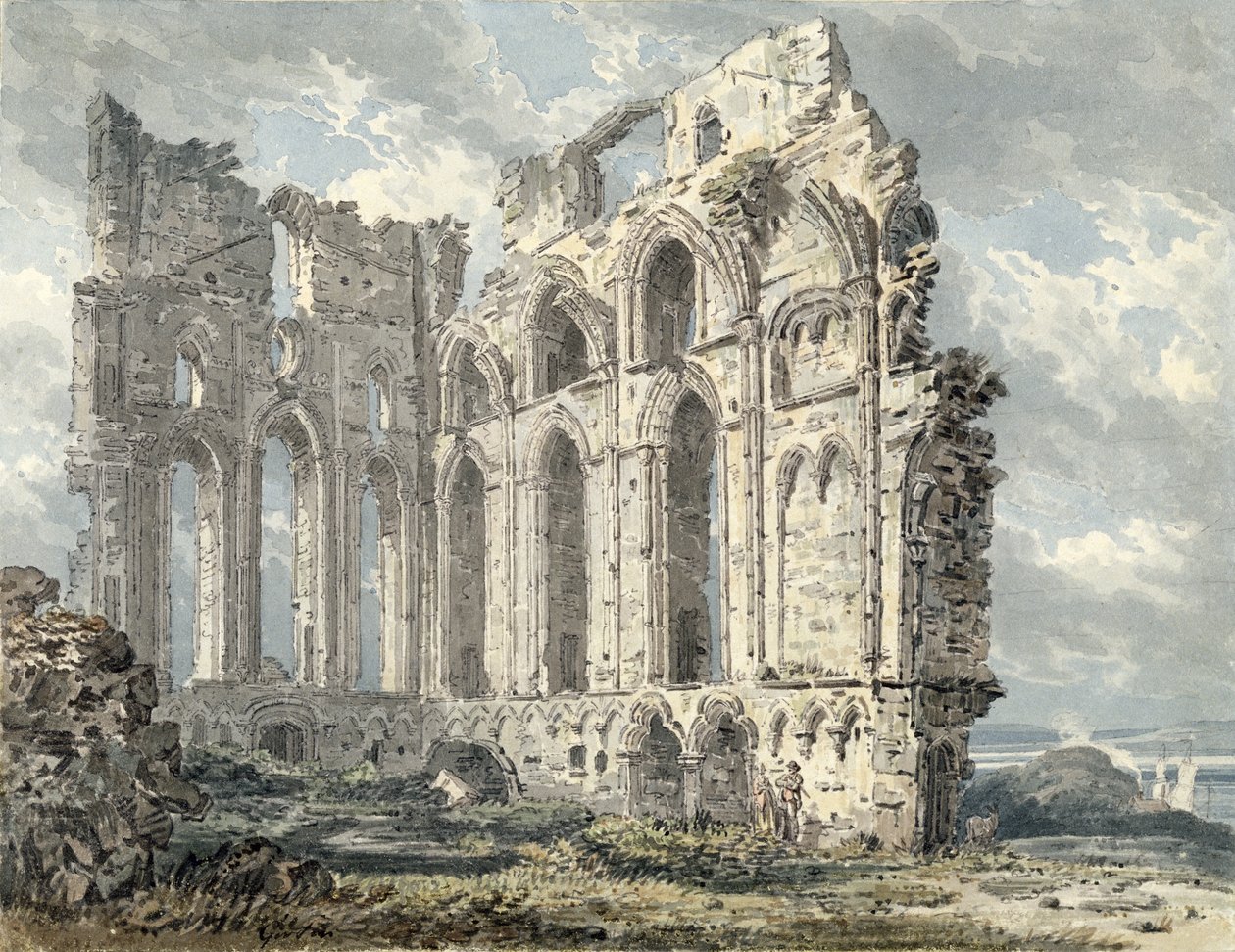 Tynemouth Priory, Northumberland, c.1792-93 door Thomas Girtin