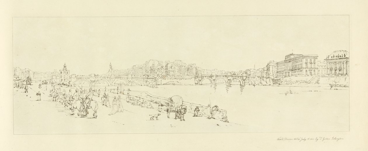 Uitzicht op Pont Neuf, ca. 1802 door Thomas Girtin