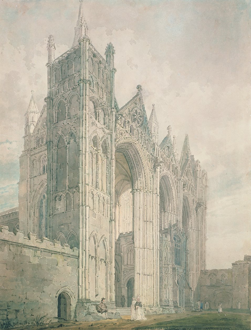 Westfront van de kathedraal van Peterborough, 18e eeuw door Thomas Girtin