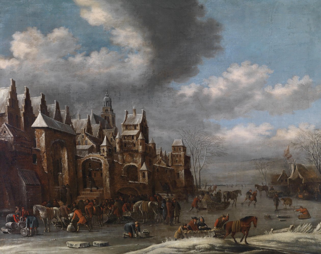 Winterlandschap met schaatsers door Thomas Heeremans