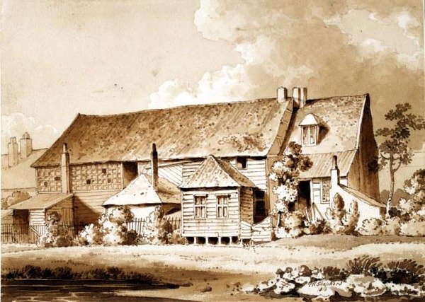 John Bunyans Meeting House, Zoar Street, Gravel Lane, Southwark, Londen, 1813 door Thomas Hosmer Shepherd