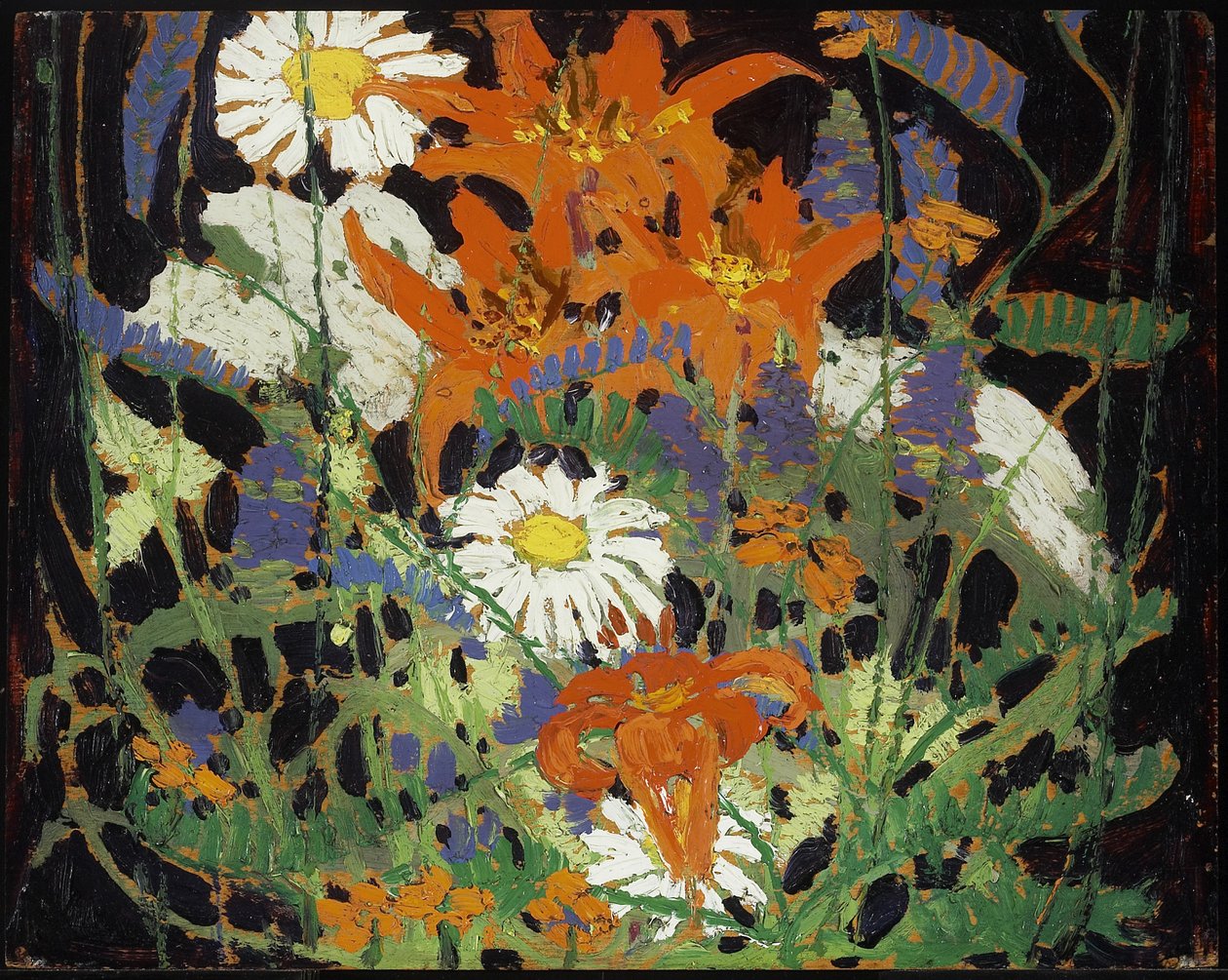 Margrieten, boslelies en wikke, ca. 1916 door Tom Thomson