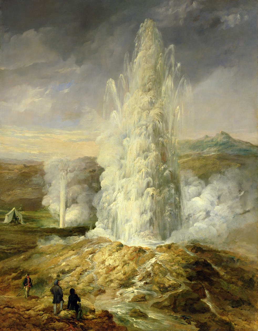 De Grote Geysir, Zuid-IJsland, 1849 door Thomas Kerr Fairless