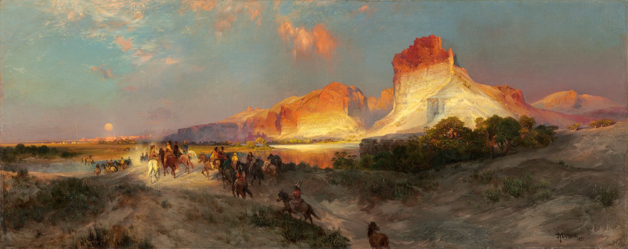 Groene rivierkliffen, Wyoming, 1881 door Thomas Moran