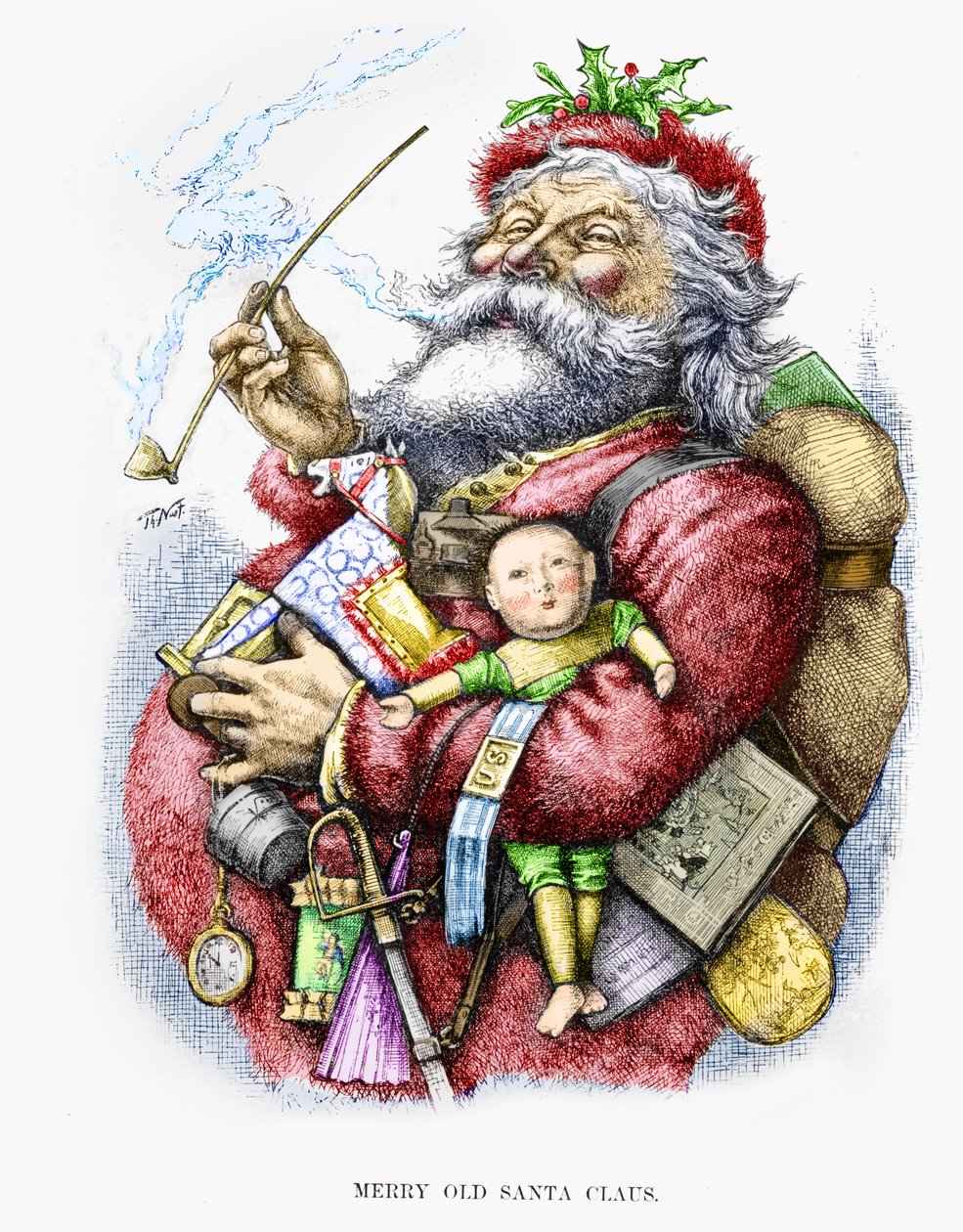 Vrolijke Oude Kerstman, gegraveerd door de kunstenaar, 1889 door Thomas Nast