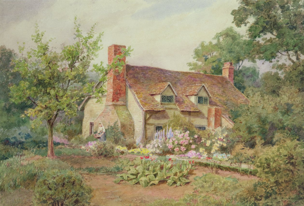 Een Tuin bij een Huisje nabij Wokingham, Berkshire door Thomas Nicholson Tyndale