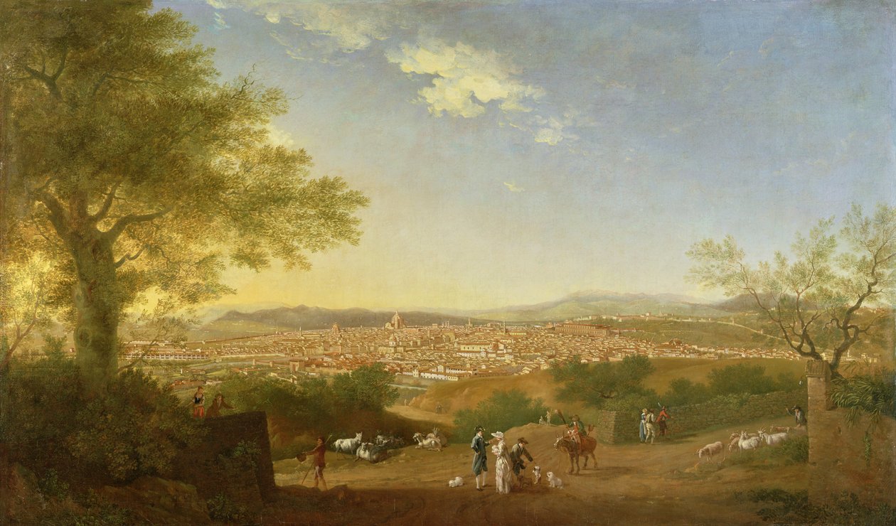 Een panoramisch uitzicht op Florence vanaf Bellosguardo, 1775 door Thomas Patch