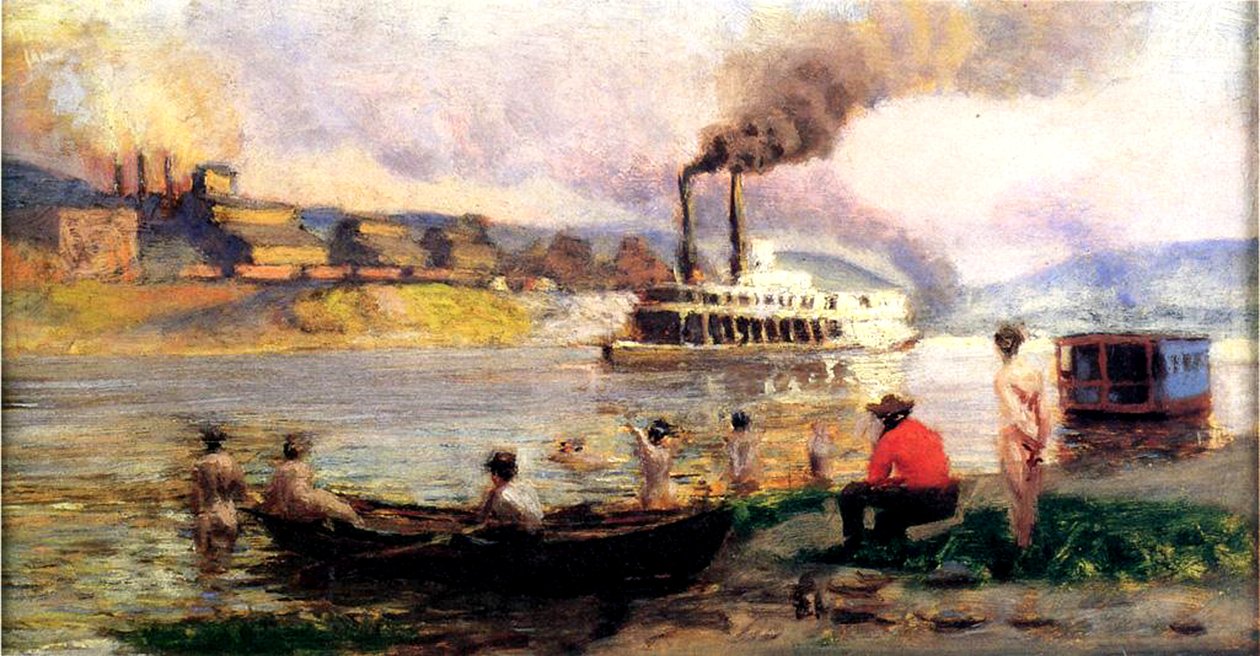 Stoomboot op de Ohio, ca. 1900 door Thomas Pollock Anschutz