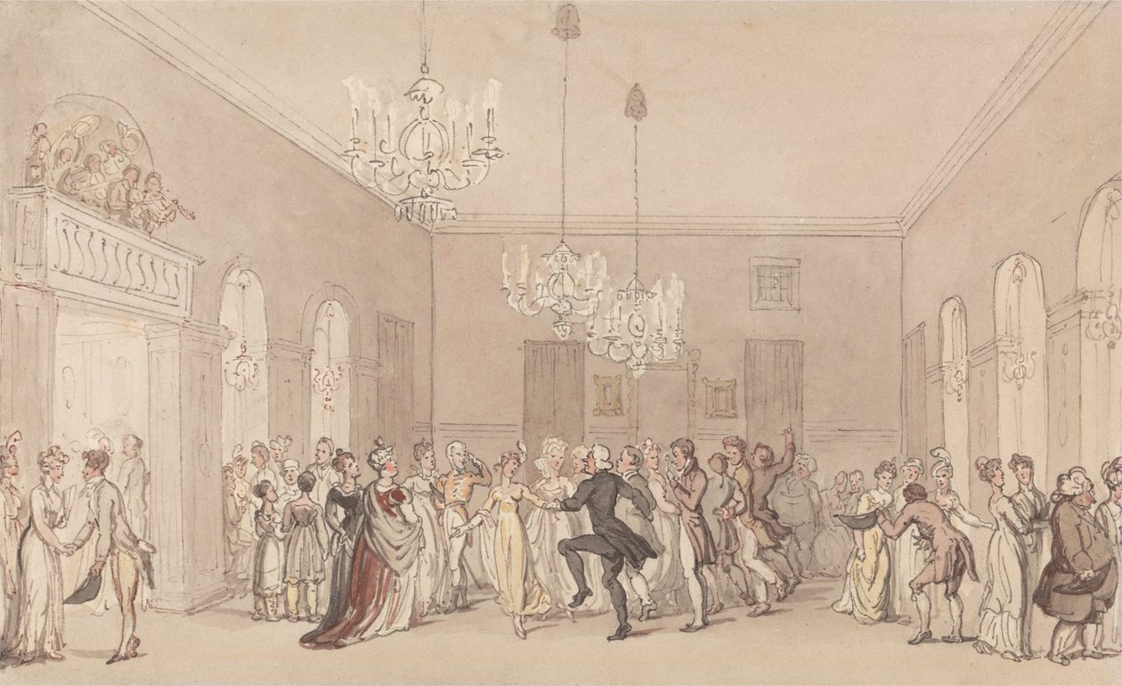 Een bal in Scarborough door Thomas Rowlandson