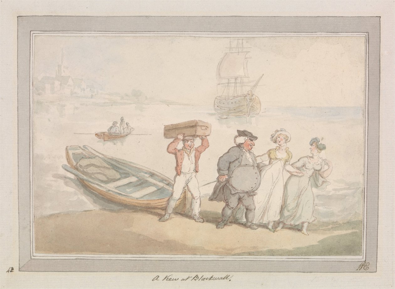 Een uitzicht op Blackwall door Thomas Rowlandson