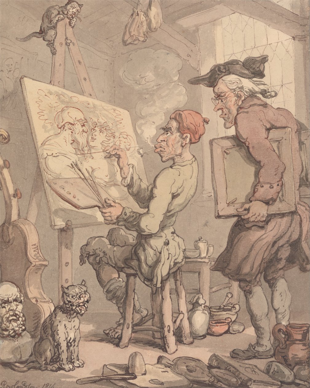 Een kunstenaarsatelier door Thomas Rowlandson