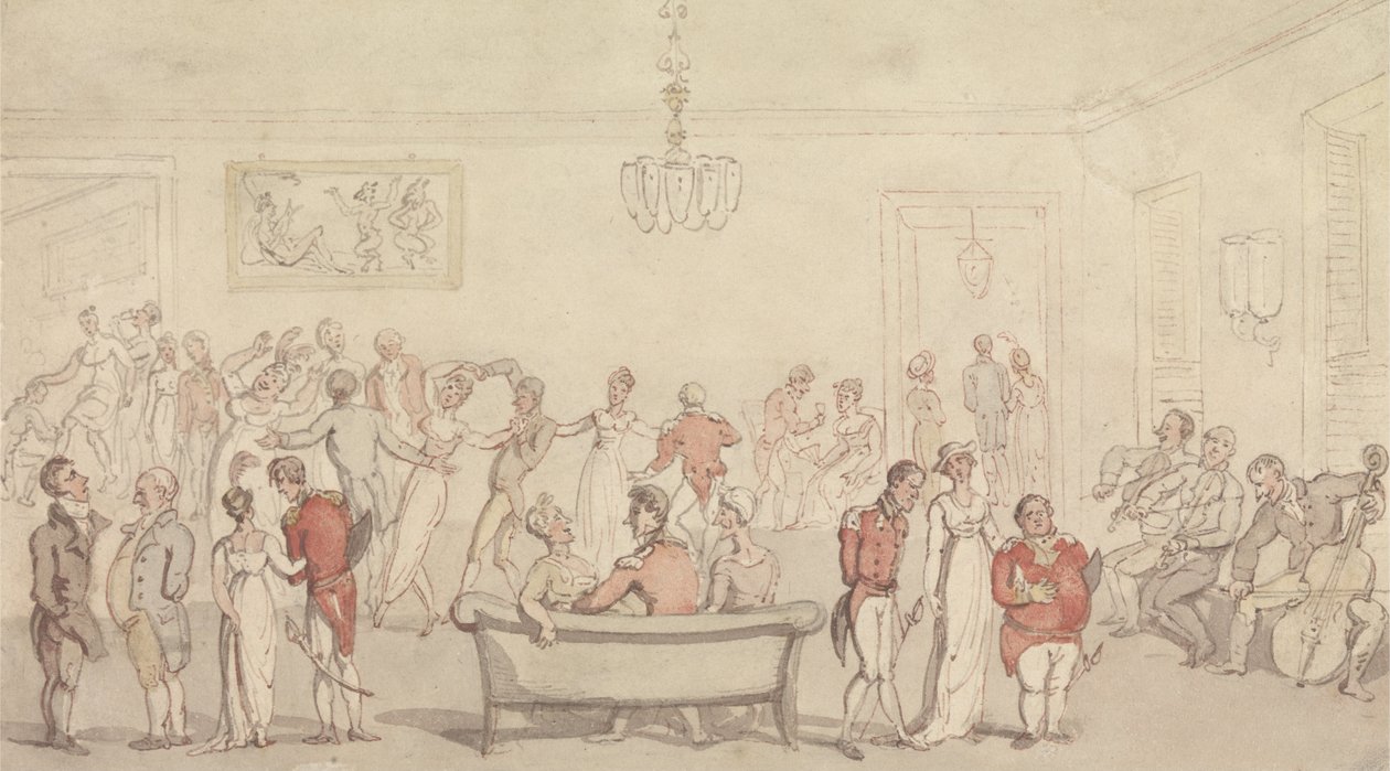 Elegante gezelschap aan het dansen door Thomas Rowlandson