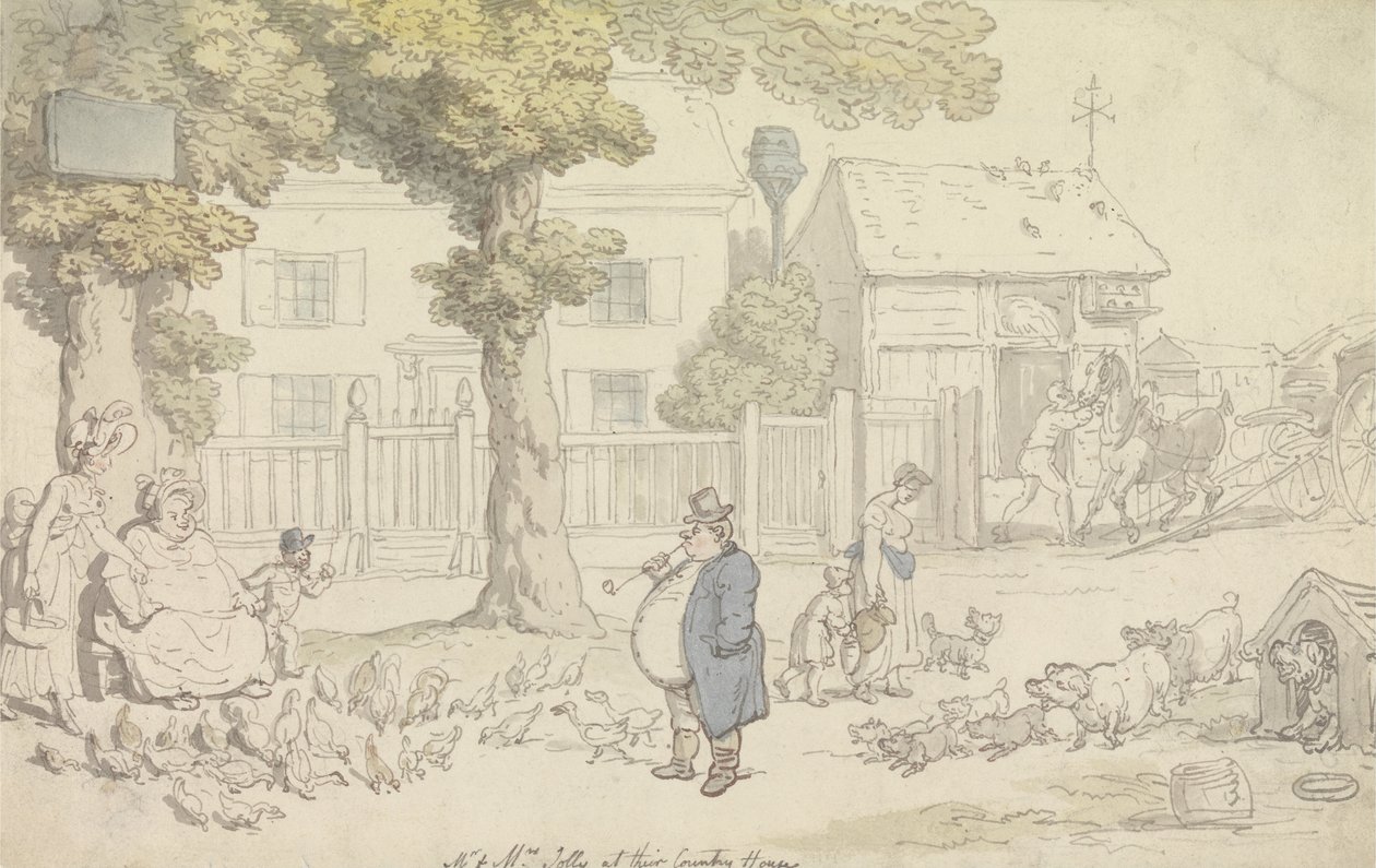 De heer en mevrouw Jolly in hun buitenhuis door Thomas Rowlandson