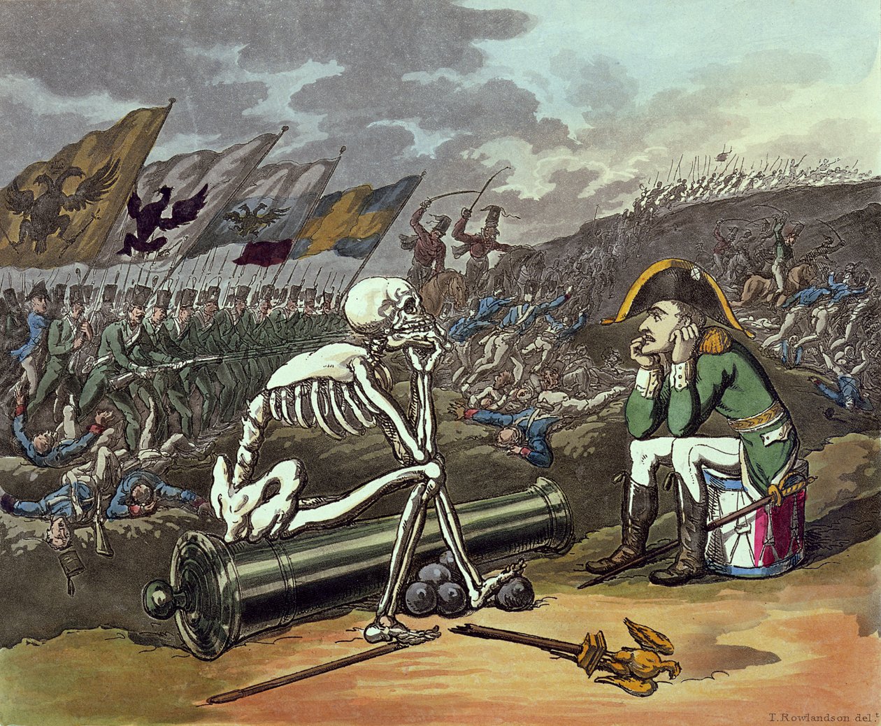 Napoleon en skelet door Thomas Rowlandson