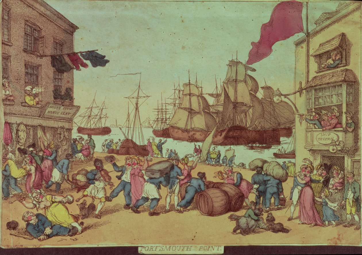 Portsmouth Point, 1811 door Thomas Rowlandson