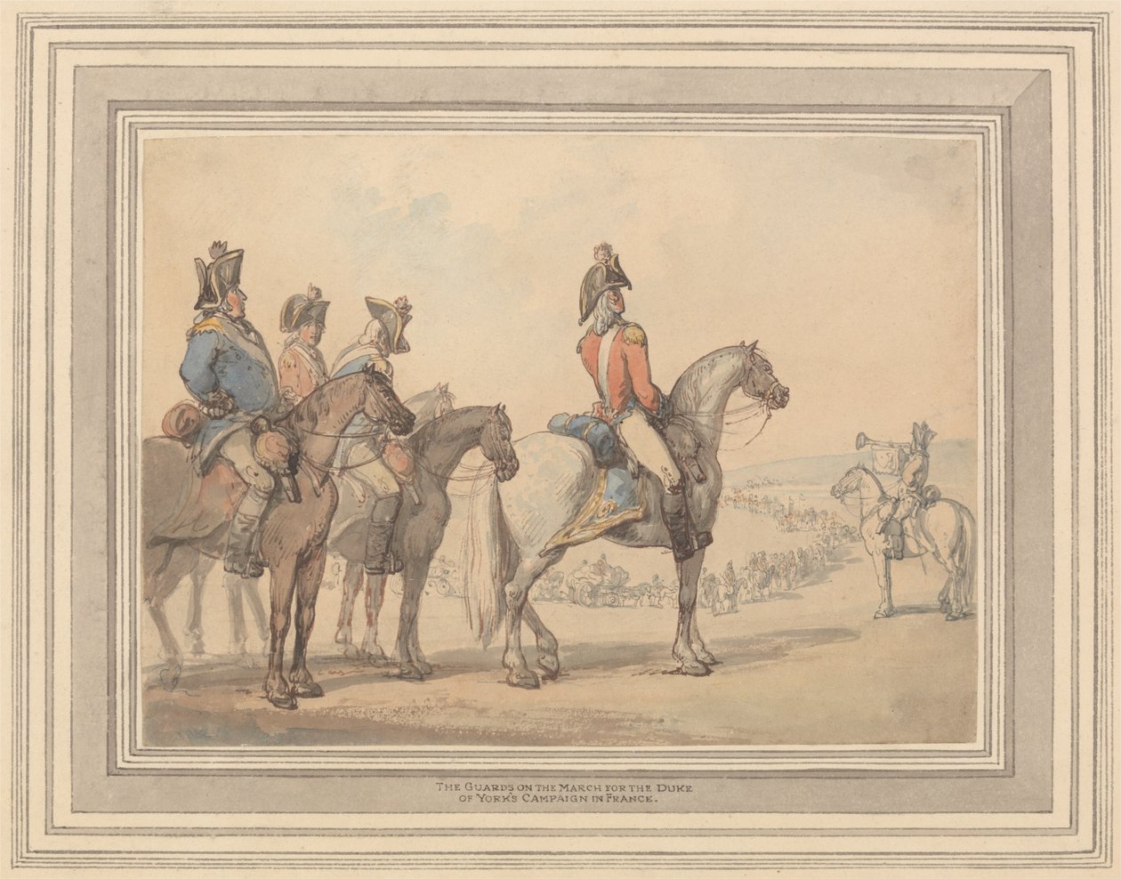 De Garde op Mars voor de Campagne van de Hertog van York in Frankrijk door Thomas Rowlandson