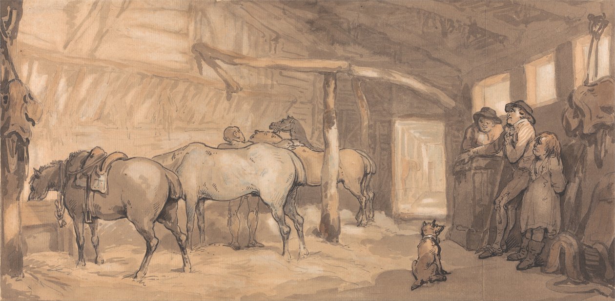 De stal van een herberg door Thomas Rowlandson