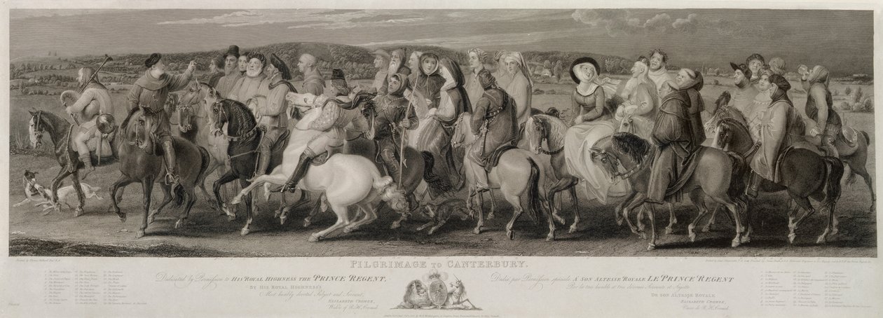 De pelgrimstocht naar Canterbury, gegraveerd door James Heath en Luigi Schiavonetti door Thomas Stothard