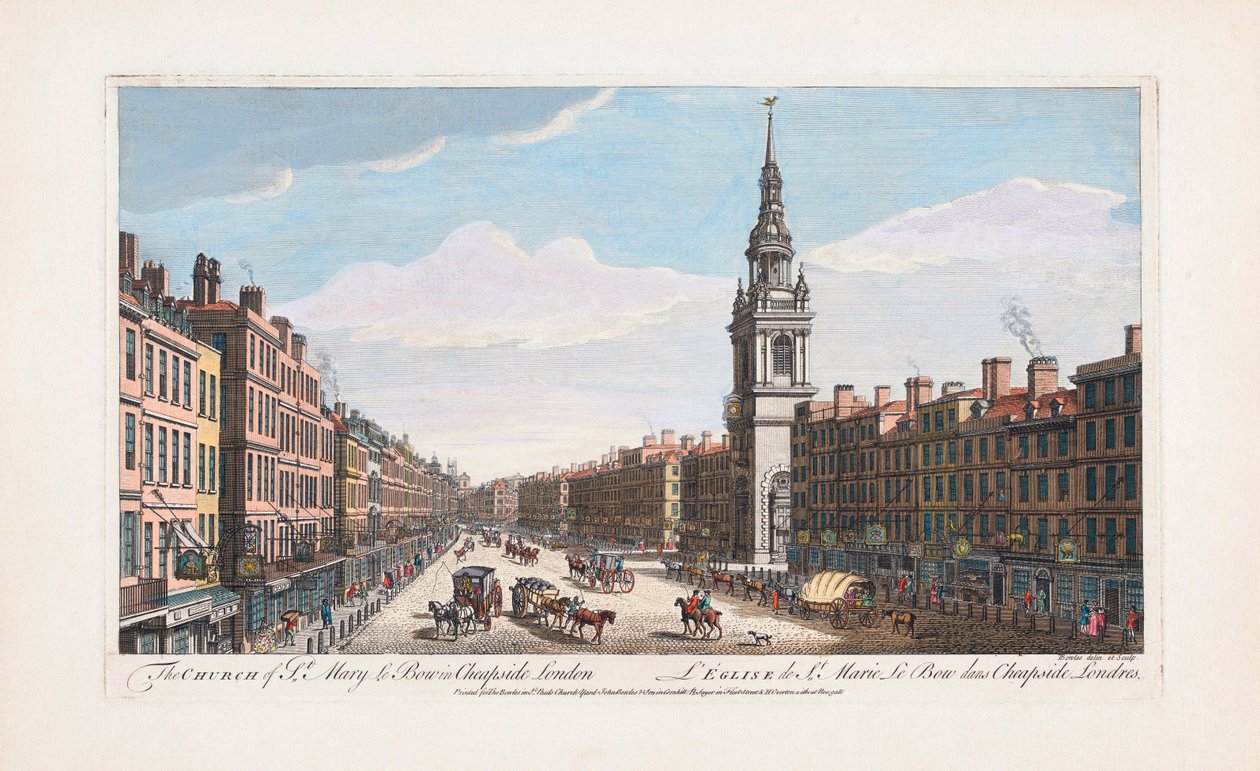 St. Mary le Bow kerk, Londen door Thomas (after) Bowles