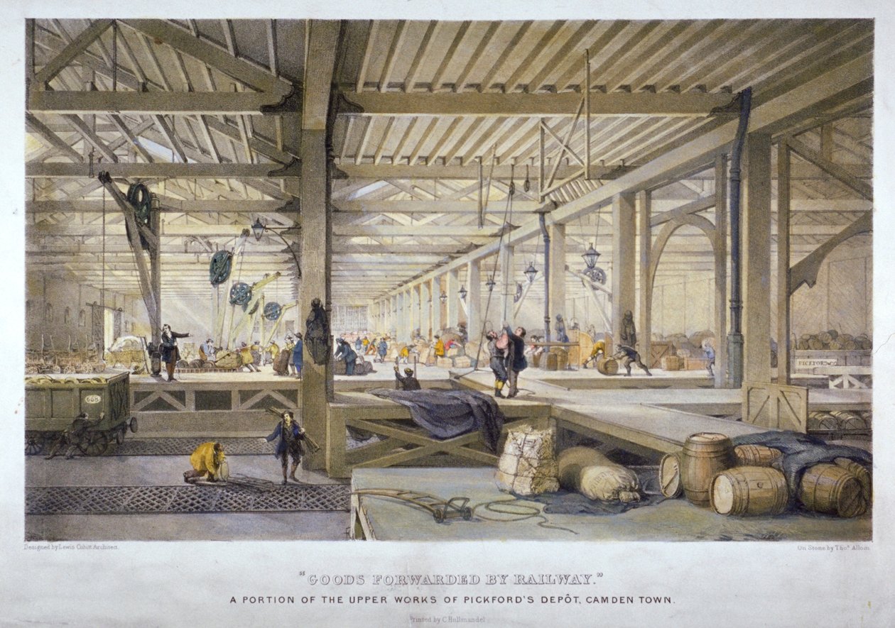 Goederen verzonden per spoor, 19e eeuw door Thomas Allom