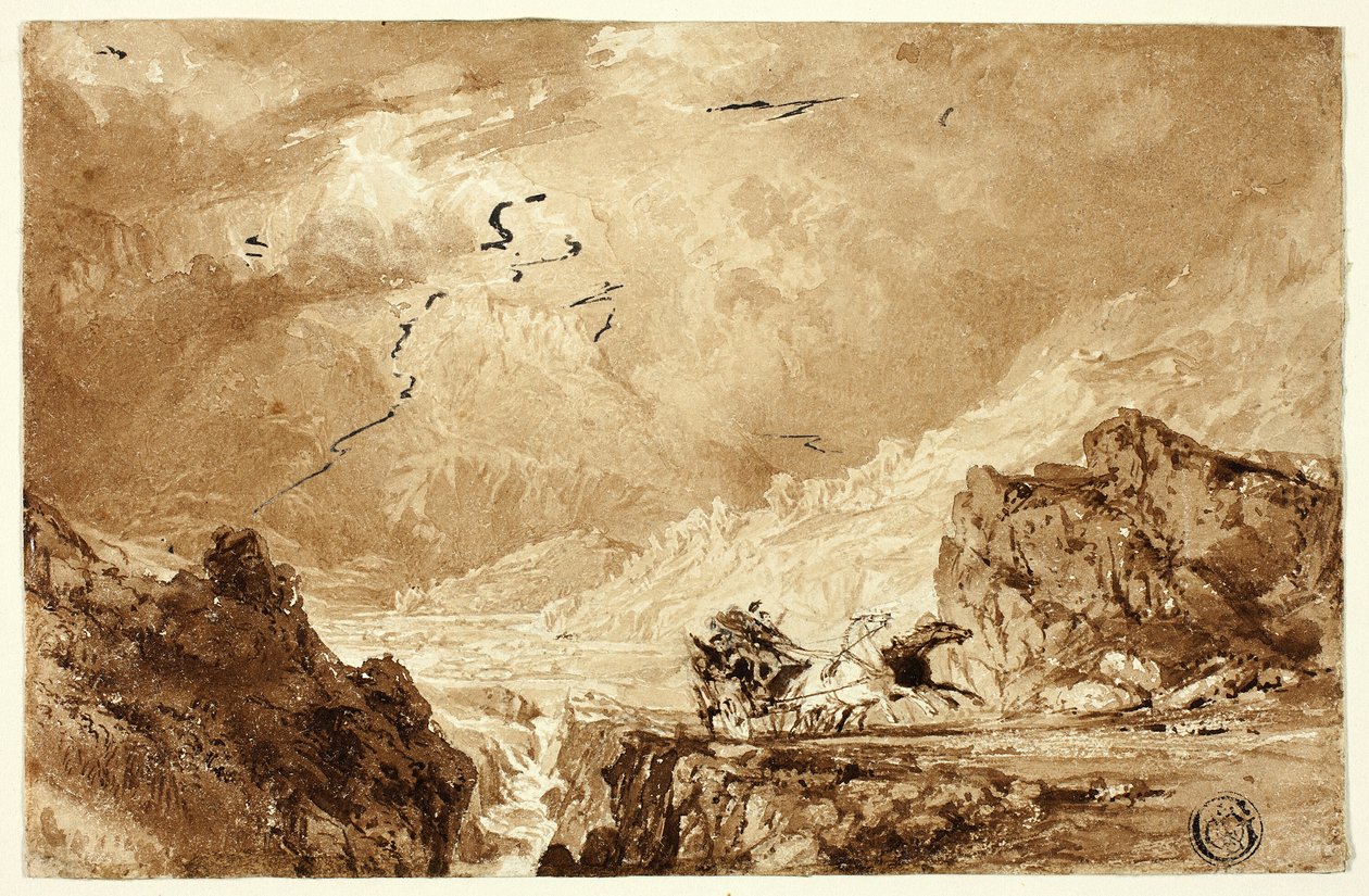 De Diligence in de Alpen door Thomas Allom