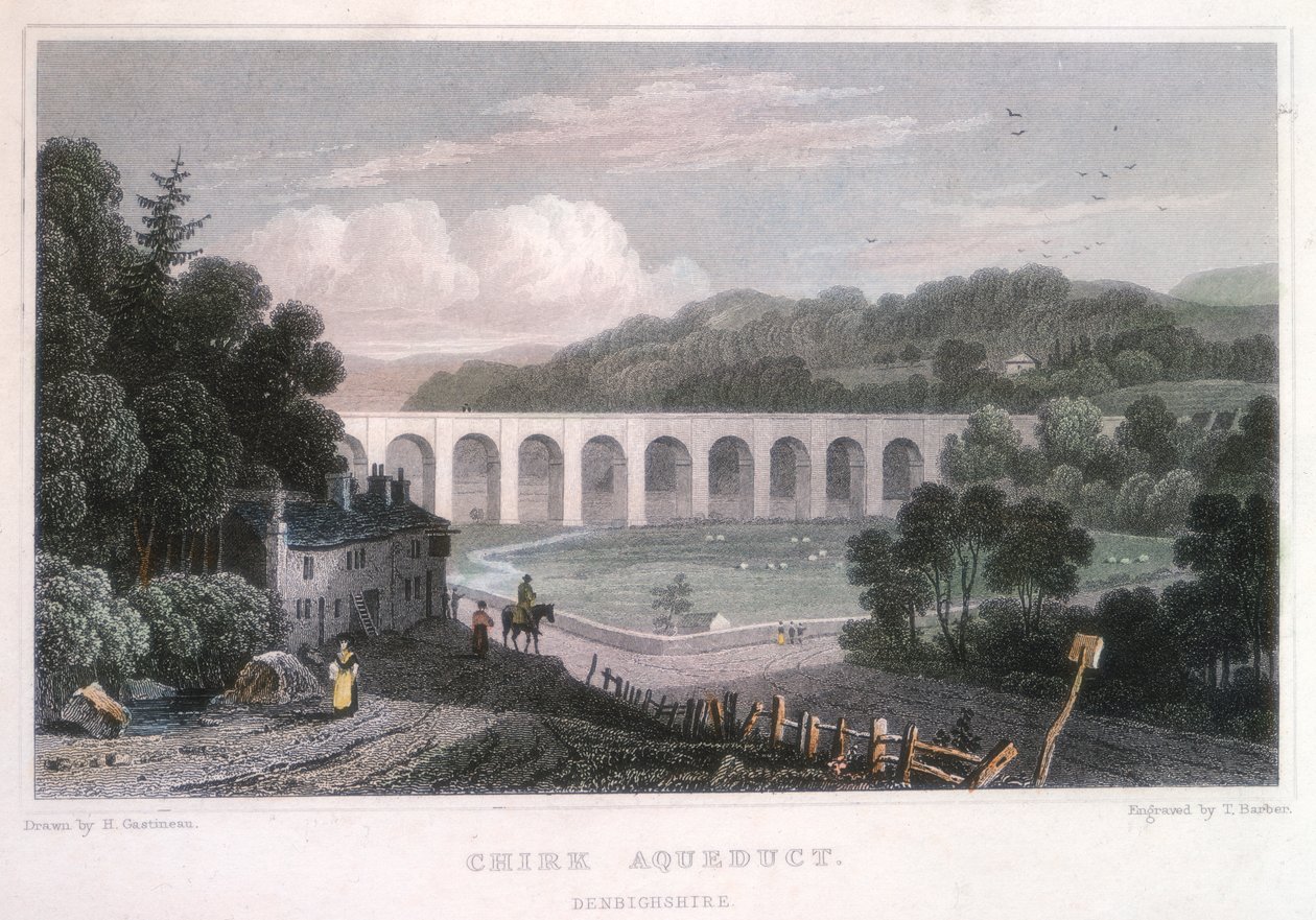 Chirk Aquaduct op het Ellesmere Kanaal, ca. 1829 door Thomas Barber