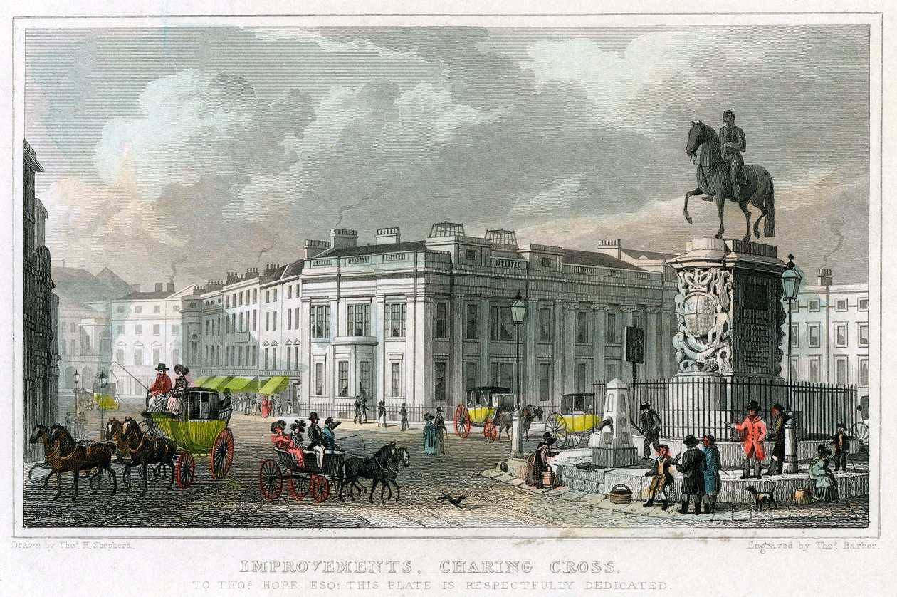 Verbeteringen, Charing Cross, Westminster, Londen, 1828 door Thomas Barber