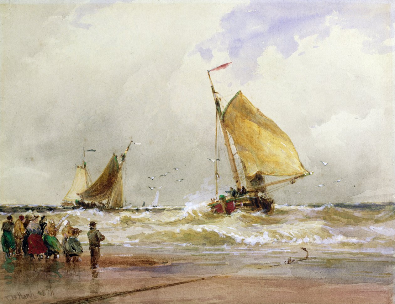 Strand van Scheveningen door Thomas Bush Hardy
