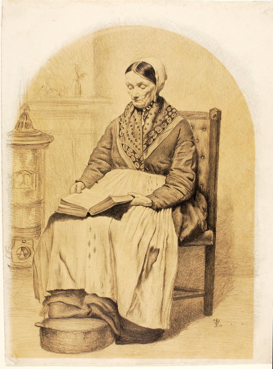 (Zittende vrouw, leest) door Thomas Charles Farrer