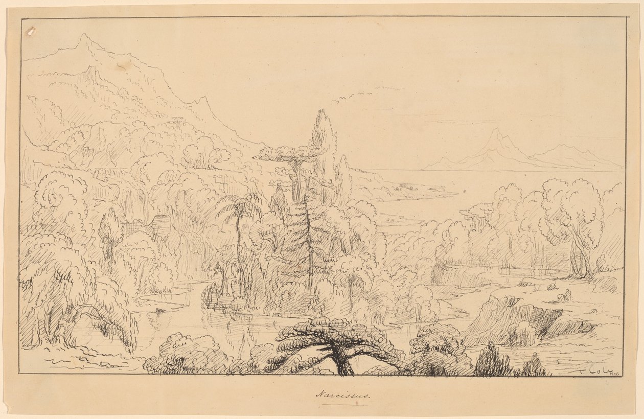Narcissus [recto] door Thomas Cole