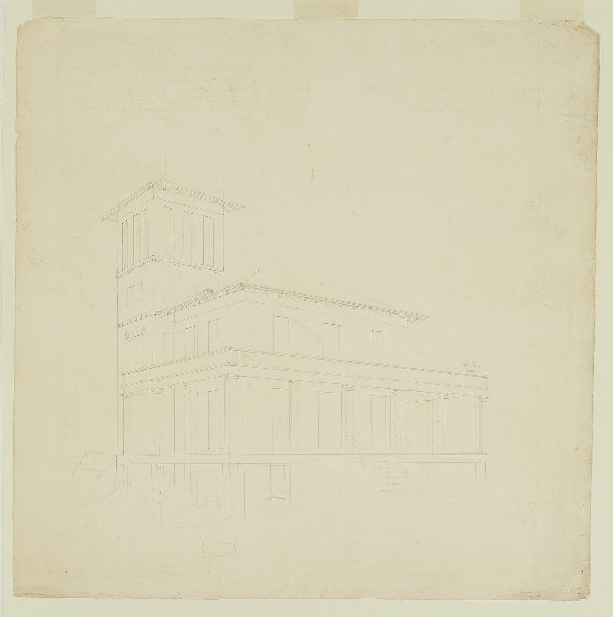 Voorgestelde Villa in Catskill door Thomas Cole