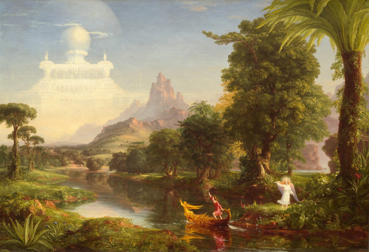De reis van het leven: Jeugd, 1842 door Thomas Cole