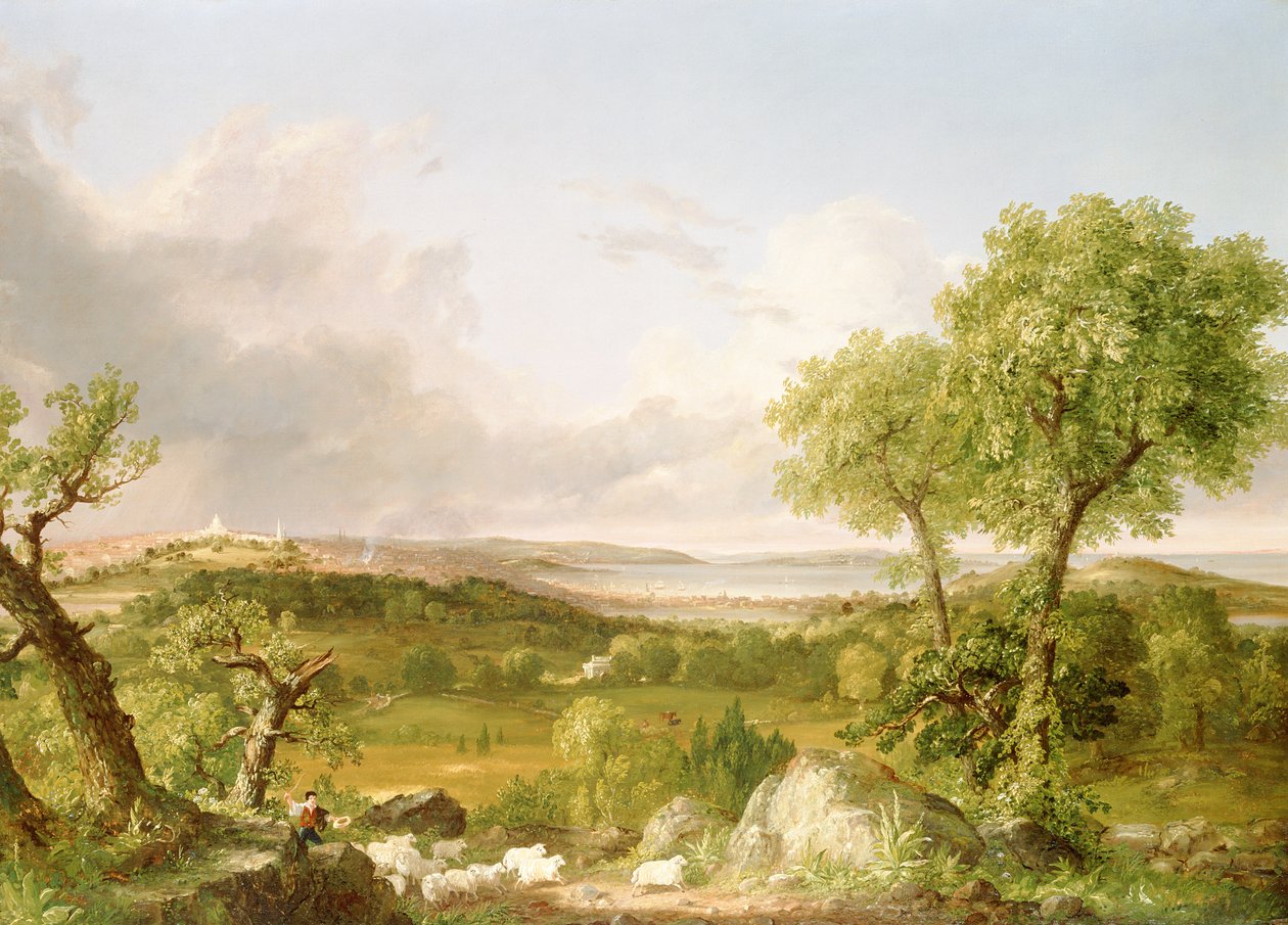 Uitzicht op Boston door Thomas Cole