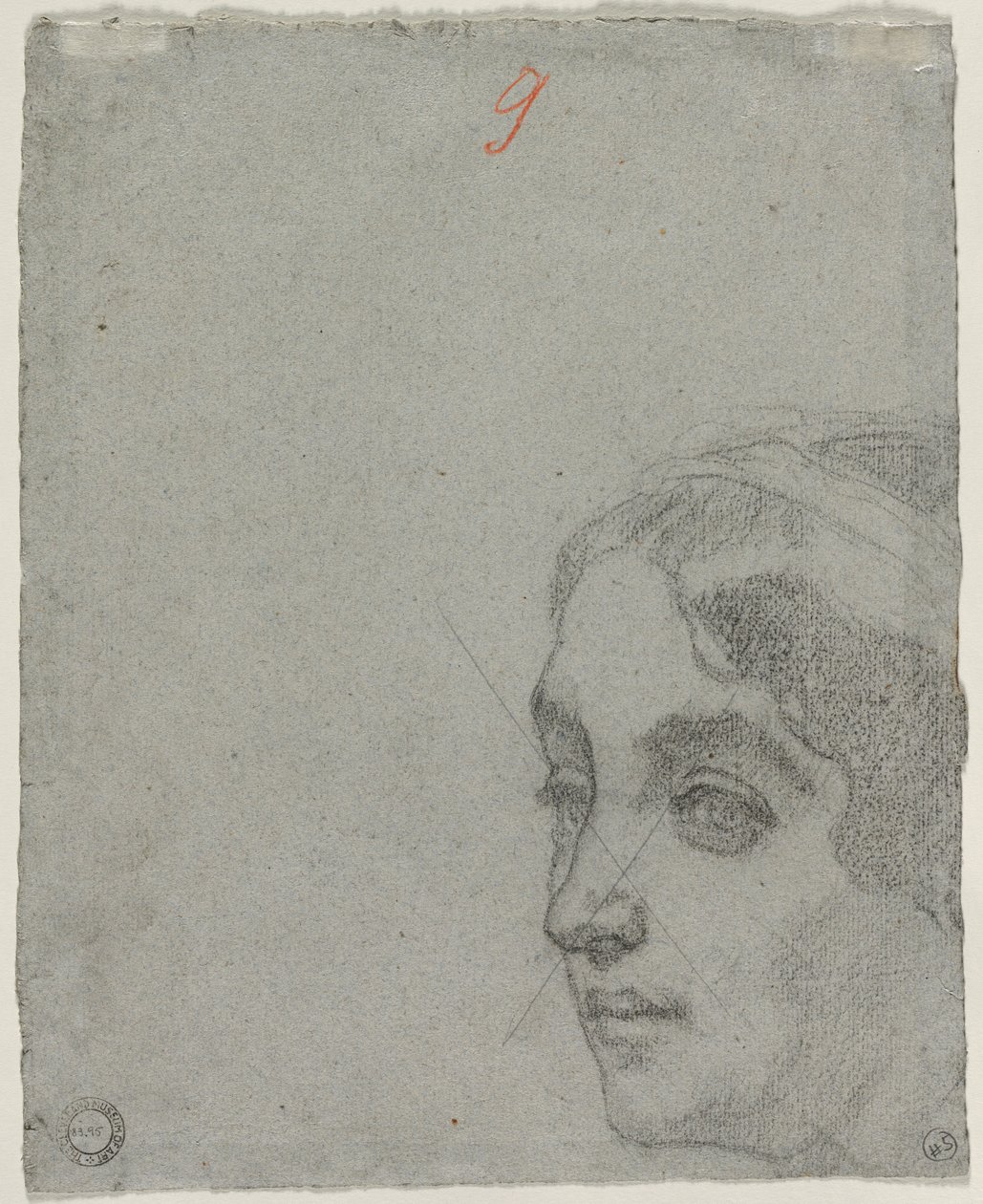 Hoofd van een Vrouw verso, c. 1857 door Thomas Couture