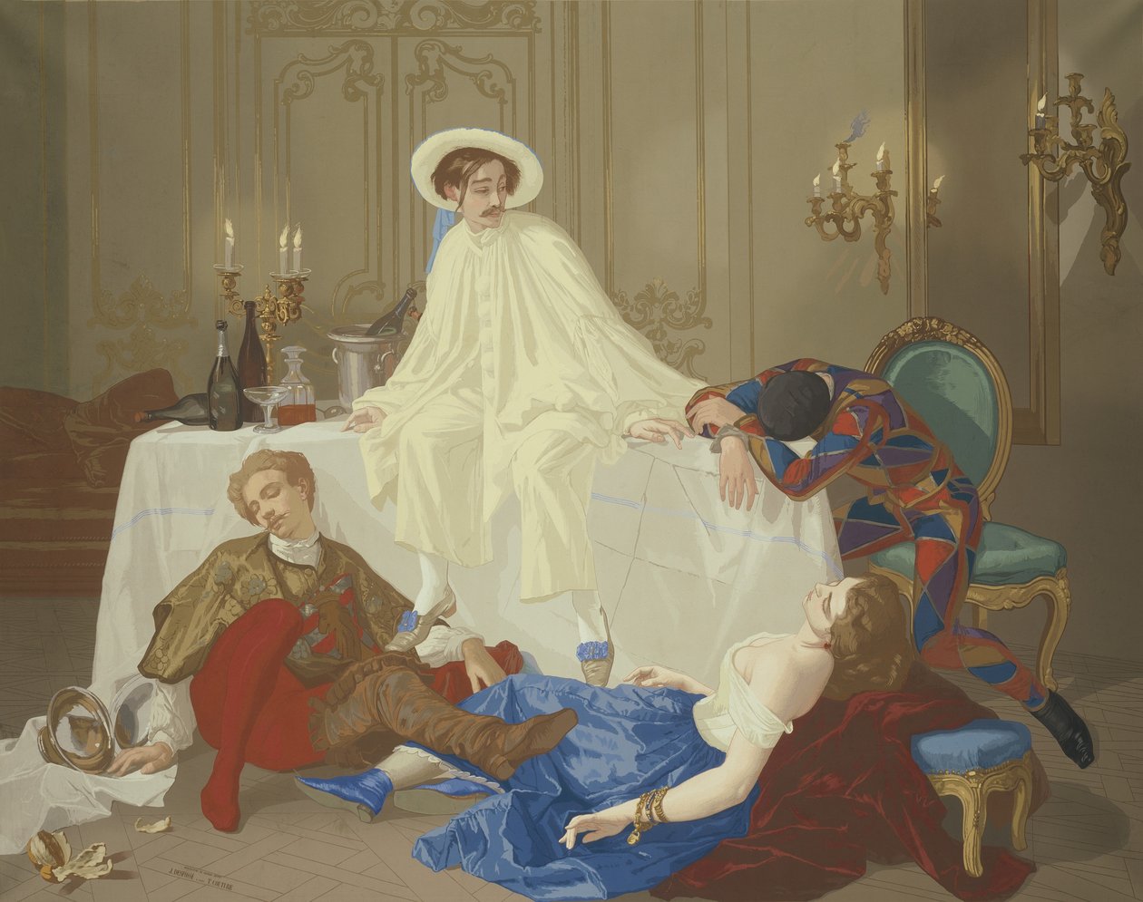Het avondmaal na het gemaskerde bal, ca. 1855 door Thomas Couture