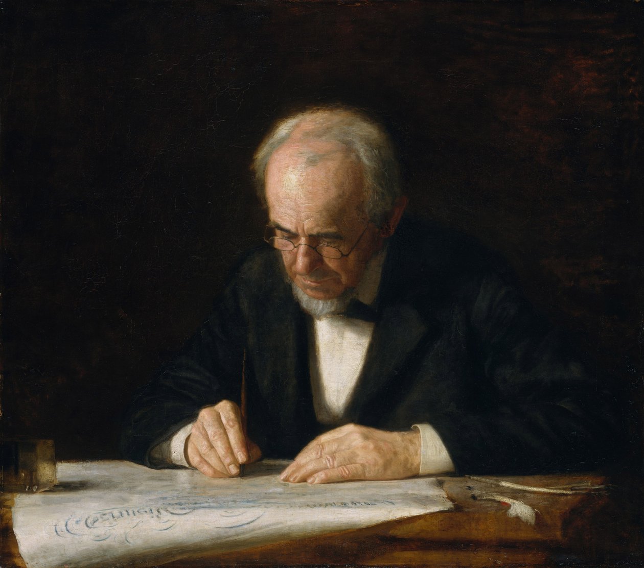 De schrijfmeester door Thomas Cowperthwait Eakins
