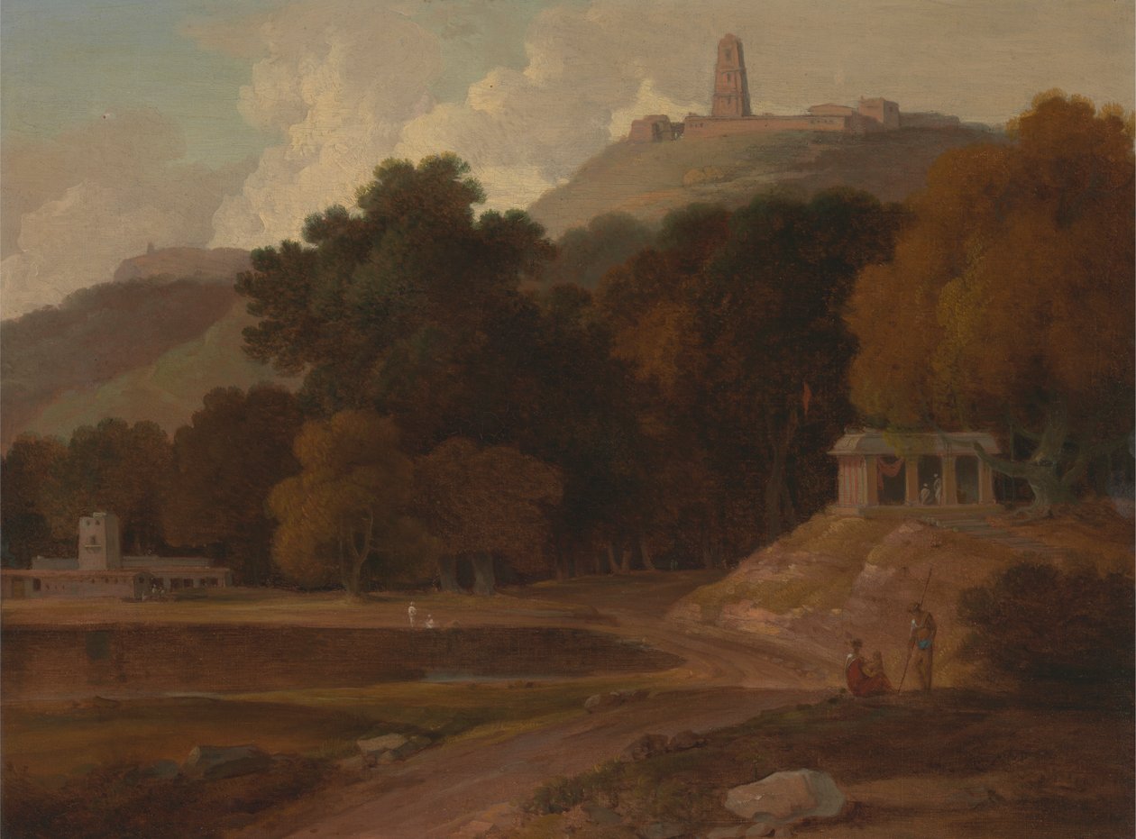 Heuvelachtig landschap in India door Thomas Daniell