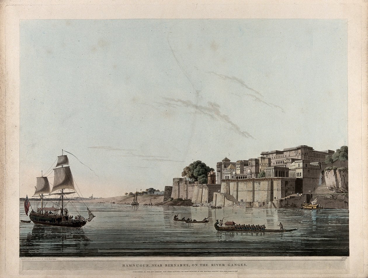 Ramnugur bij Bernares aan de rivier de Ganges door Thomas Daniell